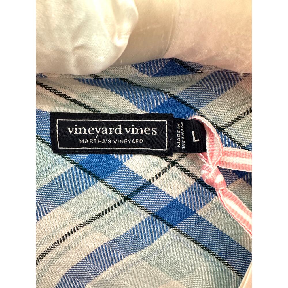 VINEYARD VINES | Blue Plaid Button Down Shirt Top NWT | Large - Picture 5 of 7